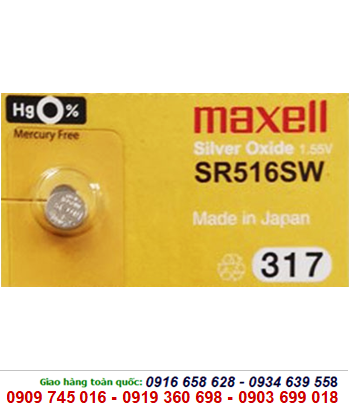 Maxell SR516SW-317; Pin Maxell SR516SW-317 silver oxide 1.55V chính hãng Maxell Nhật 